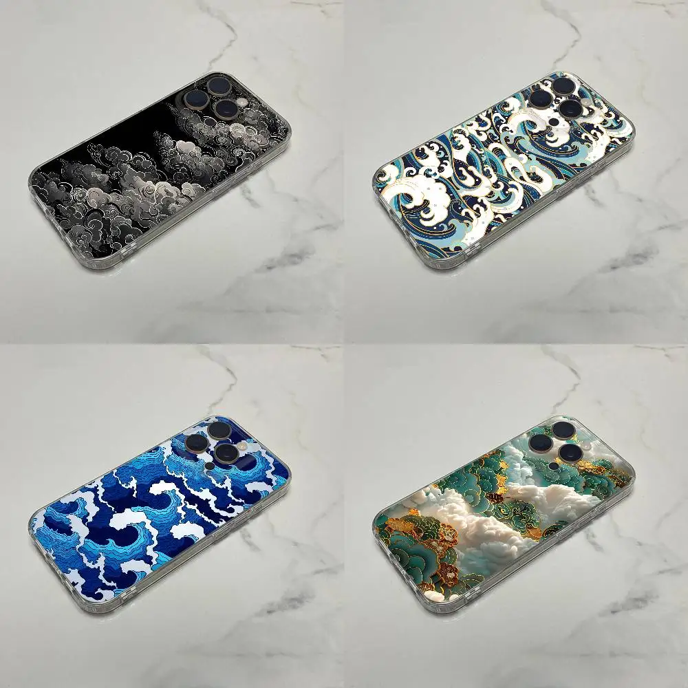 

Japanese Waves SEA Ocean ART Phone Case For iPhone 16,15,14,13,12,11 Plus,Pro,Max,XR,XS,Plus,E,SE4,Mini Transparent Cover