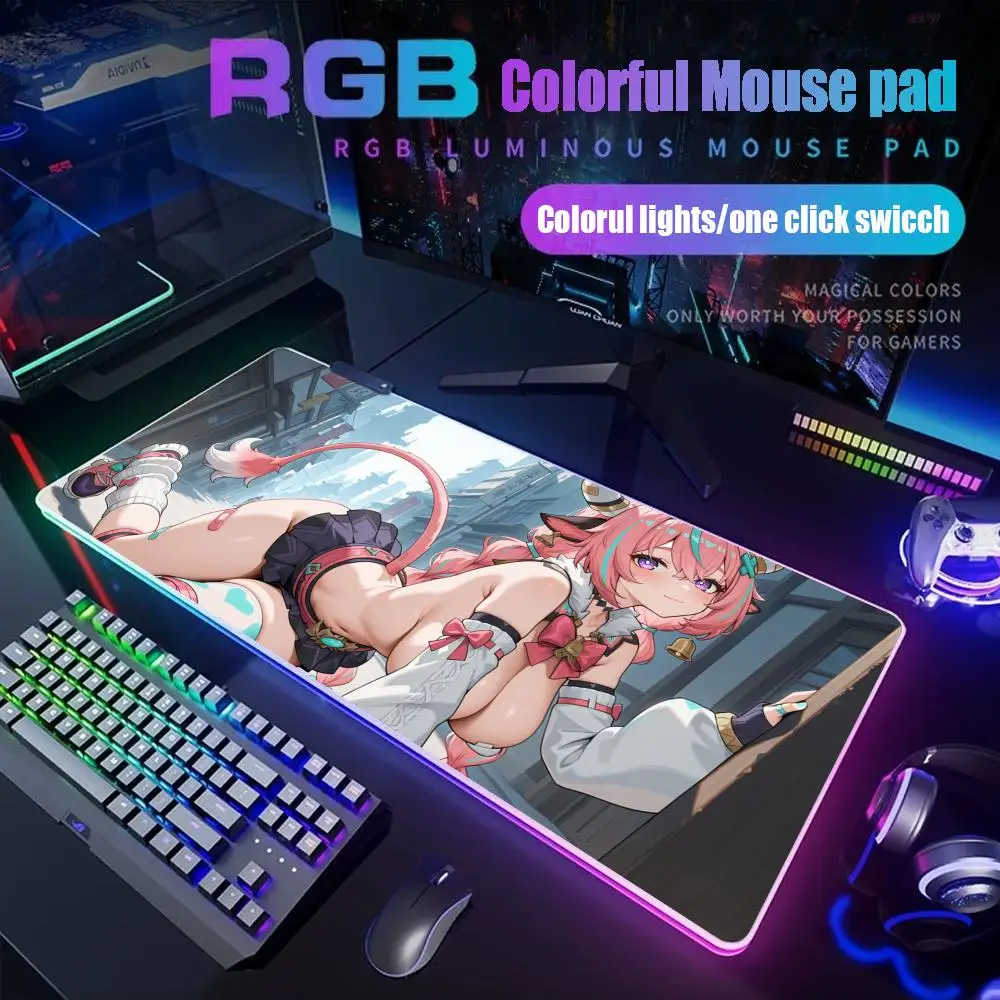 

Коврик для мыши Genshin Impact Varesa, геймерский настольный коврик с RGB-подсветкой, светодиодный коврик для мыши, аксессуары для установки, настольный коврик, большой коврик для мыши с подсветкой