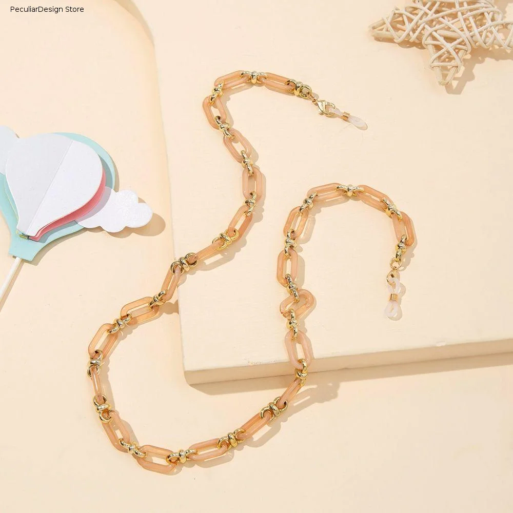 Temperament Cool Non-slip Metal Women Simple Sunglasses Eyewear Acrylic Neck Strap Mask Hanging Rope Elegant Glasses Chains
