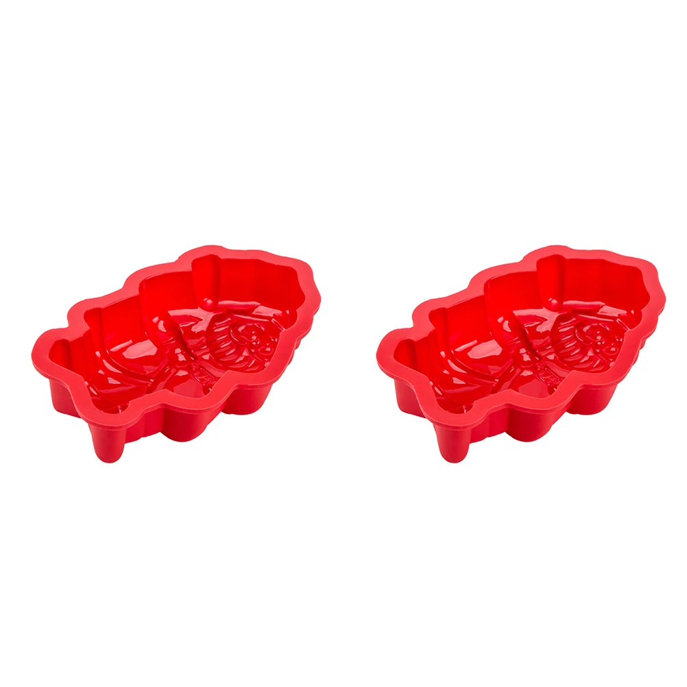 

2 Pcs Heart Shaped Silicone Baking Mold Cake Grade Cartoon Easy Use Safe Clean Dry Store Baking Kitchen