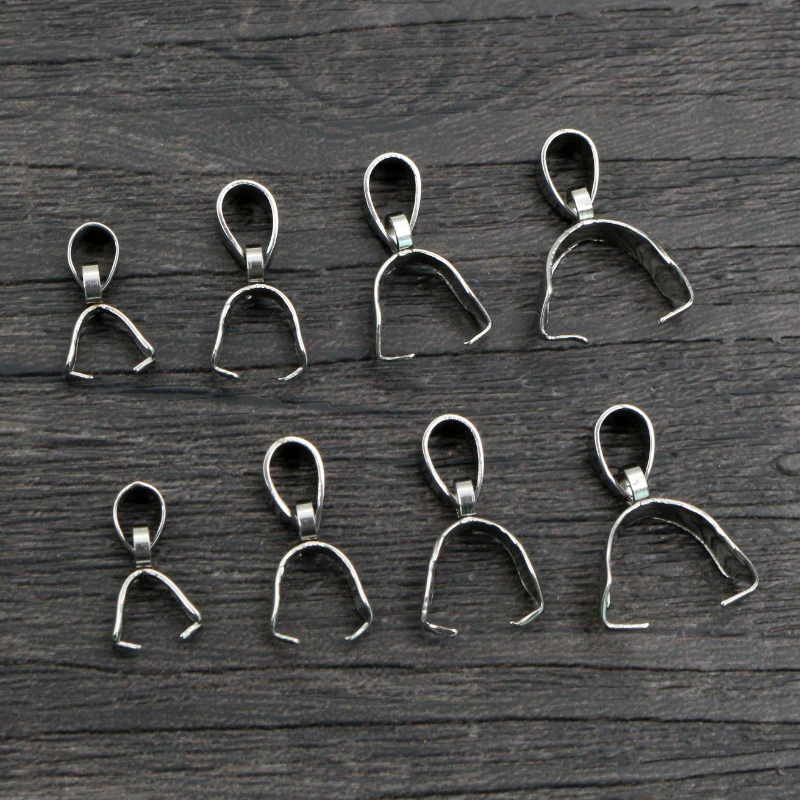 50pcs/lot Stainless Steel Pendant Pinch Bail Clasps Necklace Hooks Clips Connector DIY Jewelry Making Findings Accessories