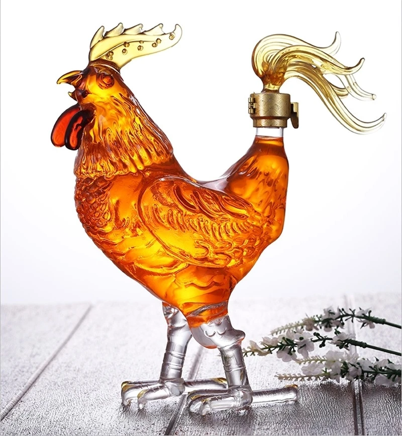 

1000ML Glass Rooster Wine Pot Handmade Borosilicate Chick Statue Flagon Dinner Drinkware Living Room Barware Decor Pub Ornament