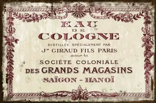 Eau de Cologne Perfume Advert, Aged Look Vintage Retro Style Metal Sign Plaque