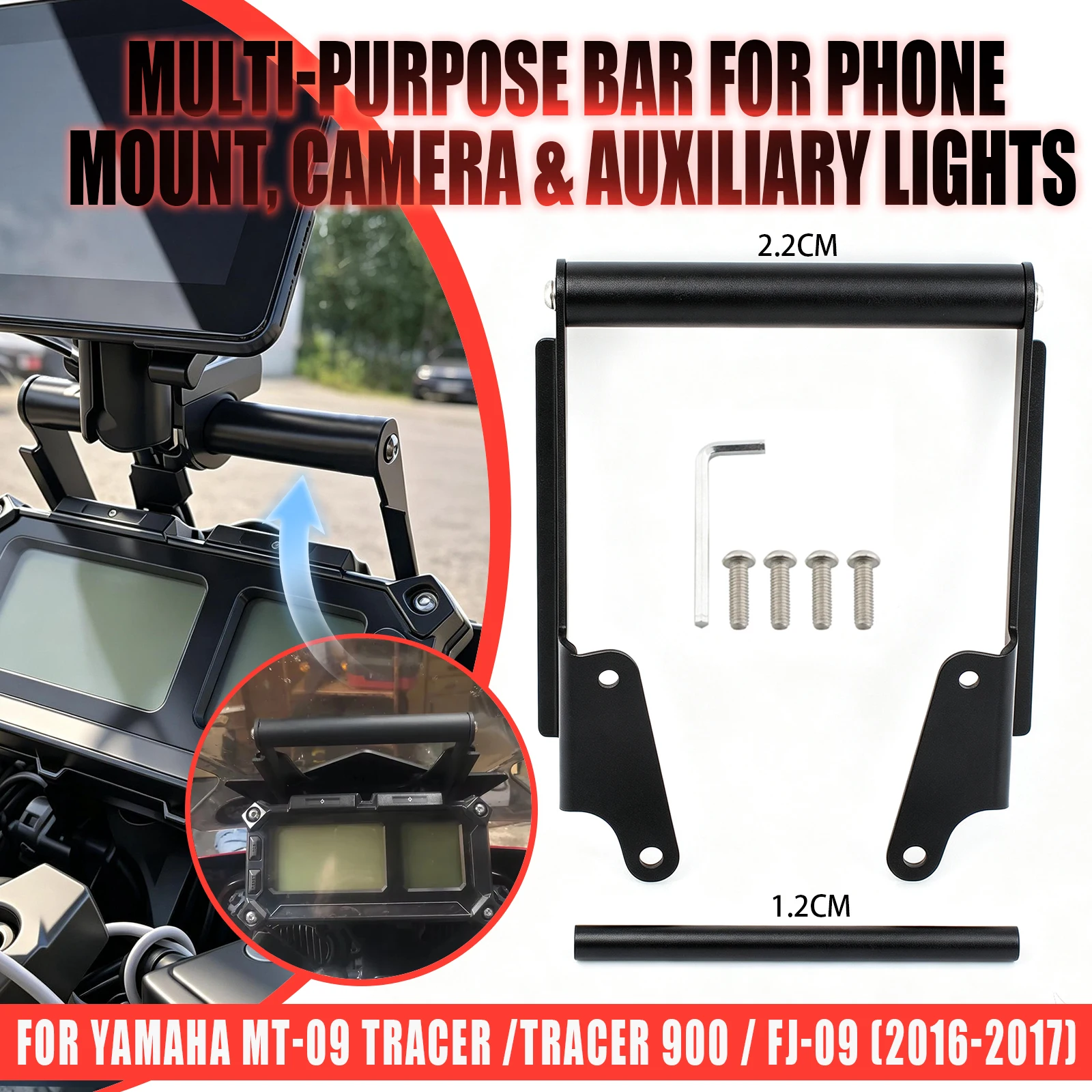 Motorcycle GPS Navigation Phone Holder Bracket Mount Adapter For Yamaha MT-09 Tracer 900 FJ-09 2015-2017 Iron Easy Install