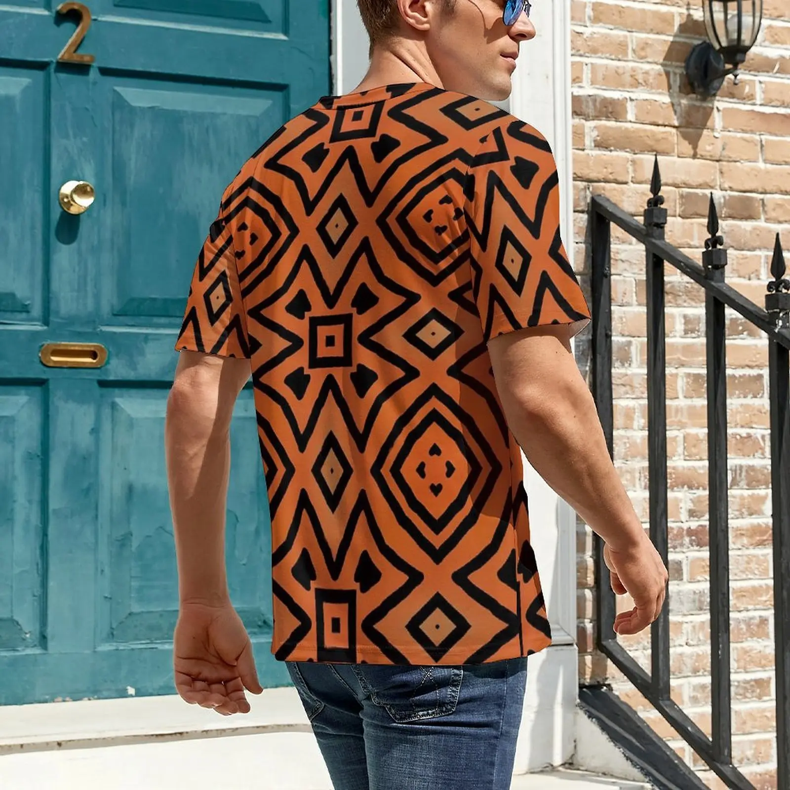 Summer T Shirt Geo Print T-Shirts African Geometric Kawaii Novelty Tee Shirt For Couple Short Sleeve Printed Big Size Clothing
