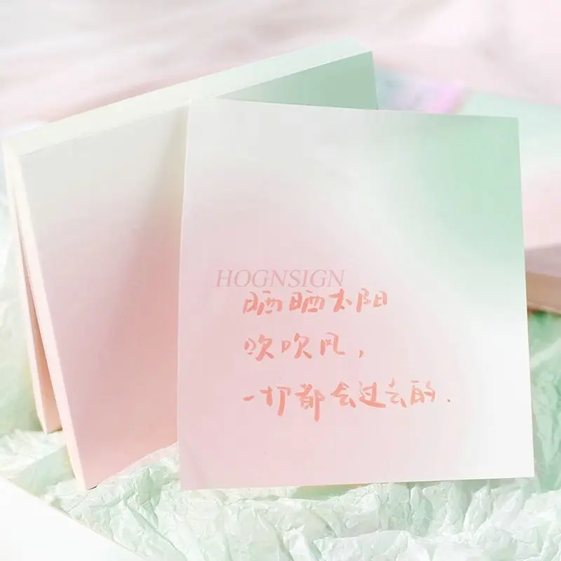 1book Gradient High Beauty Memo Paper Ins Tearable Non Adhesive Convenience Sticker Notebook Material Memo Note Paper