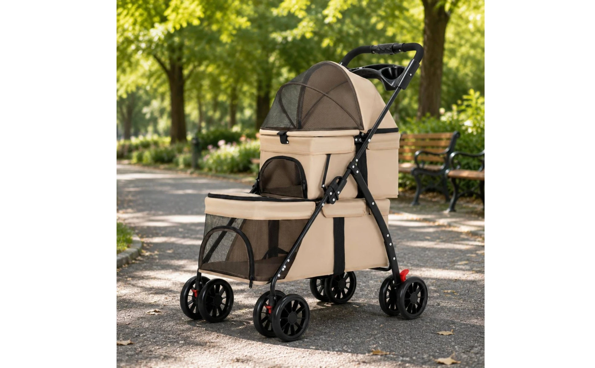 Double-Deck Pet Stroller Lightweight Small Dog Feline Stroller Pet Transport Breathable Mesh Washable for Outdoor, Travel Double-Deck Pet Stroller Lightweight Small Dog Feline Stroller Pet Transport Breathable Mesh Washable for Outdoor, Travel