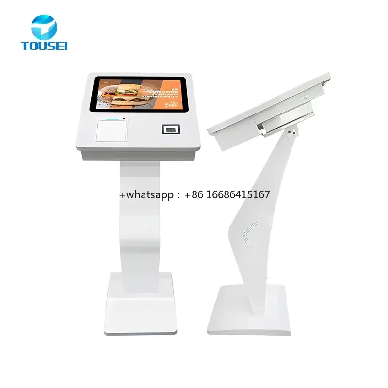 Hotel Check In Self Service Touch All In One Pc Table Cell Phone Charging Qr Code Scanner Kiosk Touch Screen With Printer