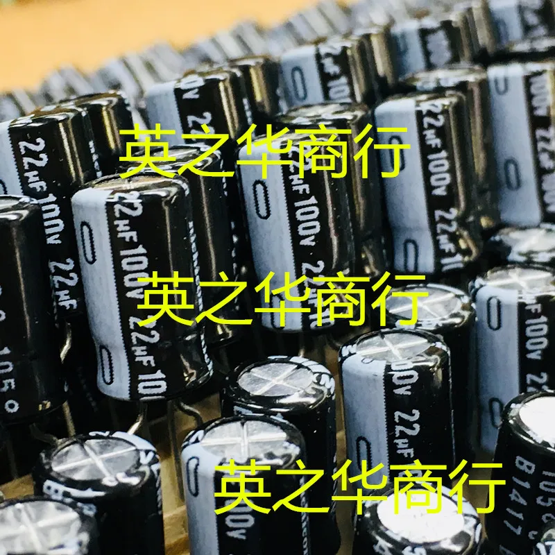 50pcs orginal new electrolytic capacitor 100V22uF volume 6*11mm in-line high quality aluminum electrolytic capacitor