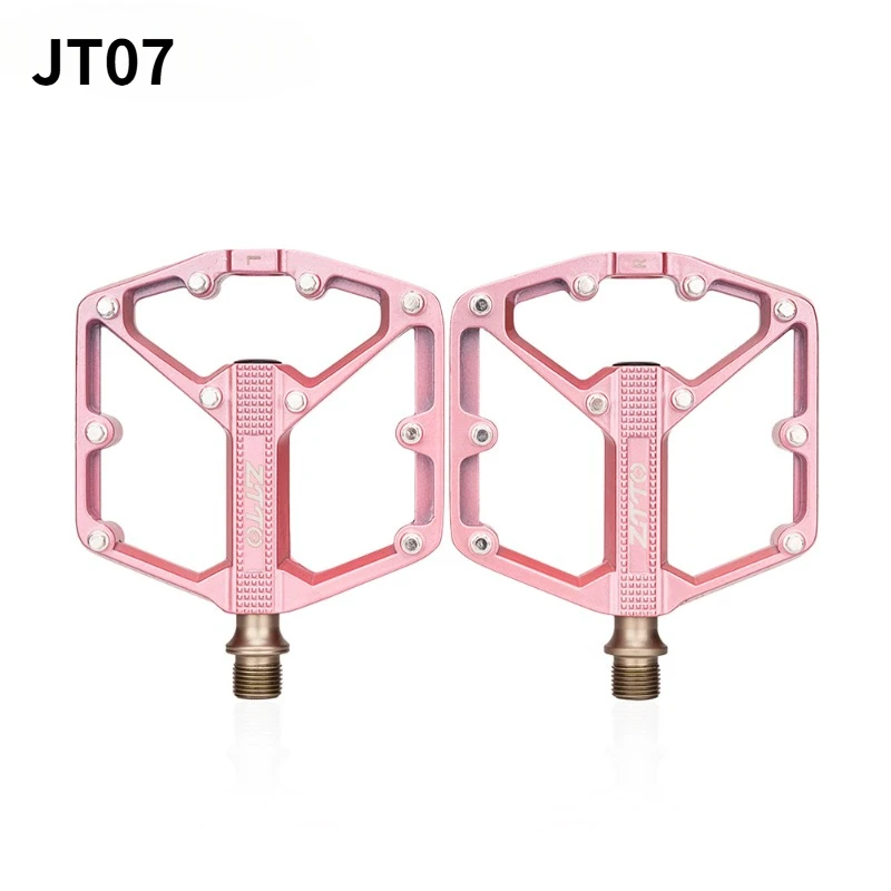 MTB Road Bike CNC Aluminum Alloy Flat Pedal Pink Parts Smooth Bearings 9/16 Thread Large Area Strong Grip Pedals ZTTO