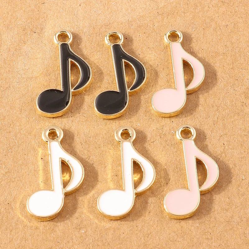 

10pcs Lovely Enamel Music Note Charms Pendants for Jewelry Making Earrings Necklace DIY Bracelet Craft Supplies