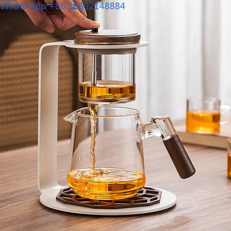 

Elegant Cup Tea Infuser One-Key Tea-Water Separation Heat-Resistant Glass Inner Liner Press-Type Japanese-Style Tea Filter Cup
