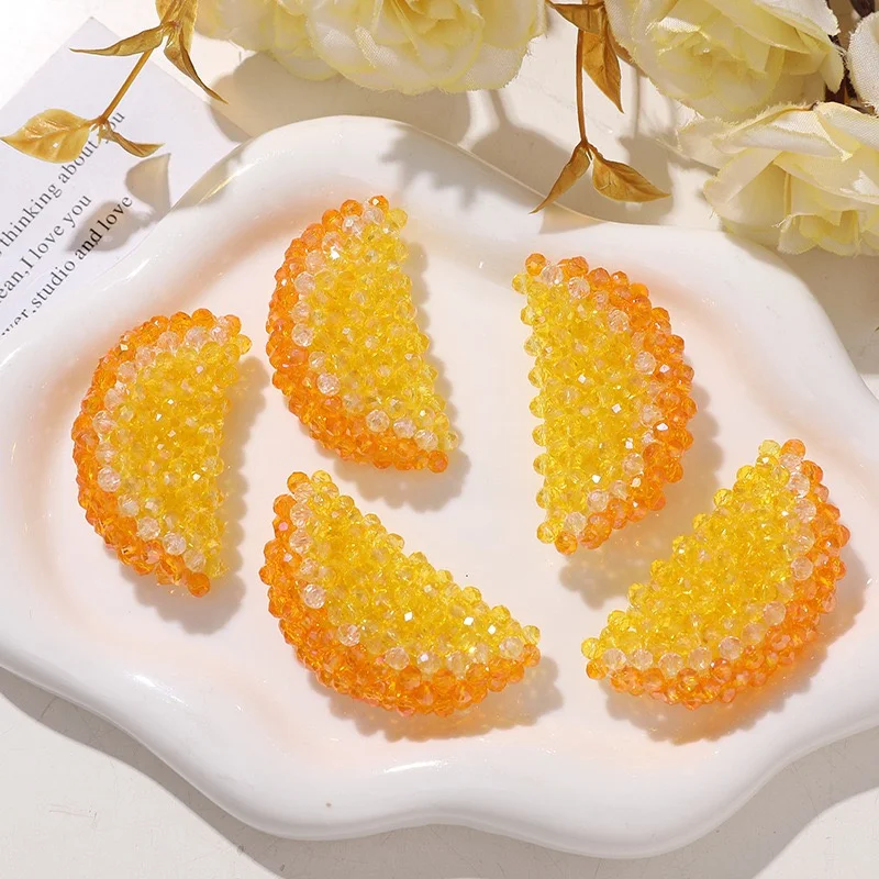 Wholesale 10pcs/lot color glass beads decoration handmade Orange segment shape beads diy jewelry hair accessory