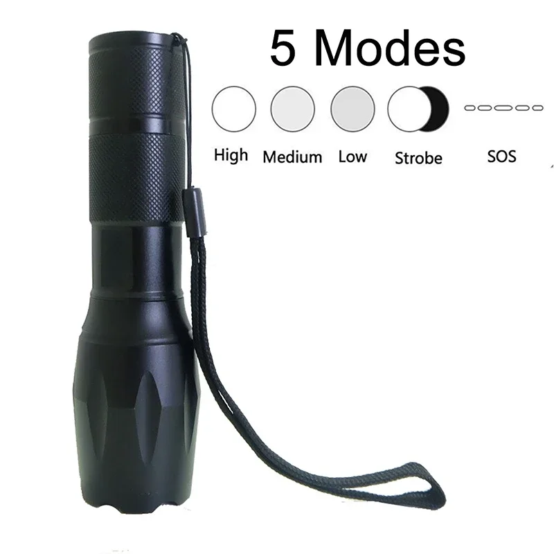 Powerfull LED Rechargeable Flashlight Zoomable Water Proof Torch 5 Modes Highlight Lamp Outdoor Camping Fishing Lantern Linterna