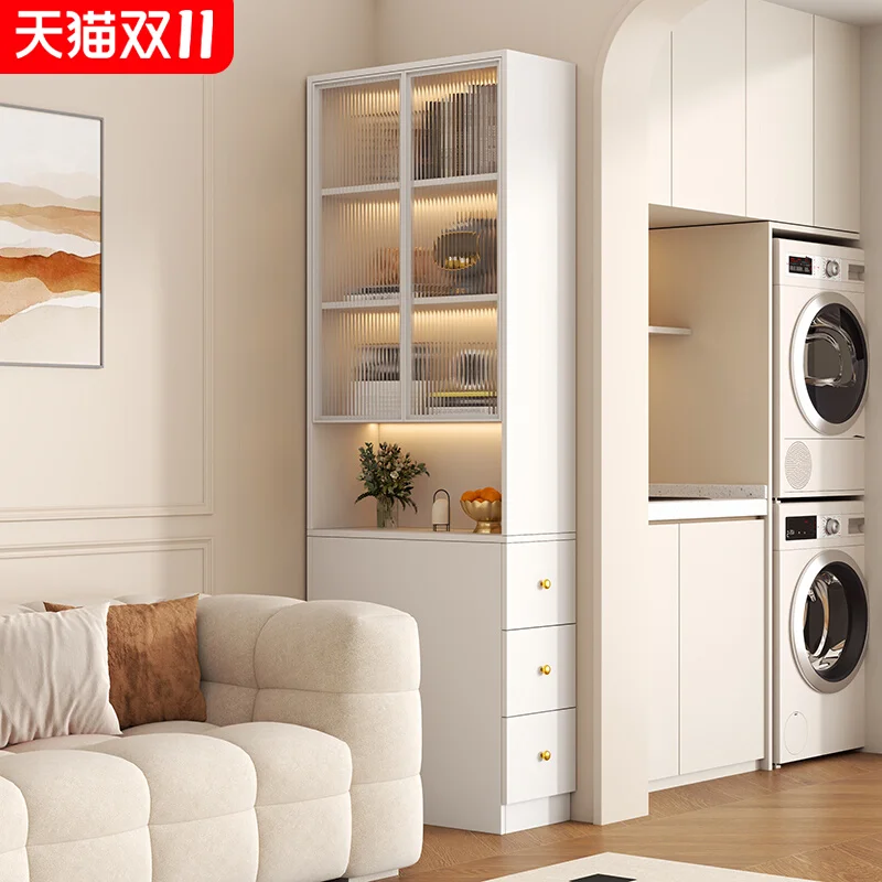 Solid wood bookcase sofa side cabinet living room corner locker side pull crack cabinet against the wall