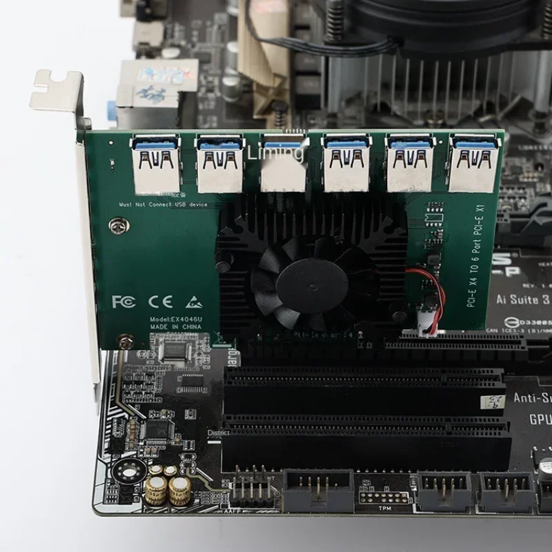 

Переходник PCI Express X4, 20 Гб, от 1 до 6, карта расширения PCI-E до PCI-E, адаптер PCIE, слот 4X до 16X, USB 3,0, переходник-удлинитель для майнинга биткоинов