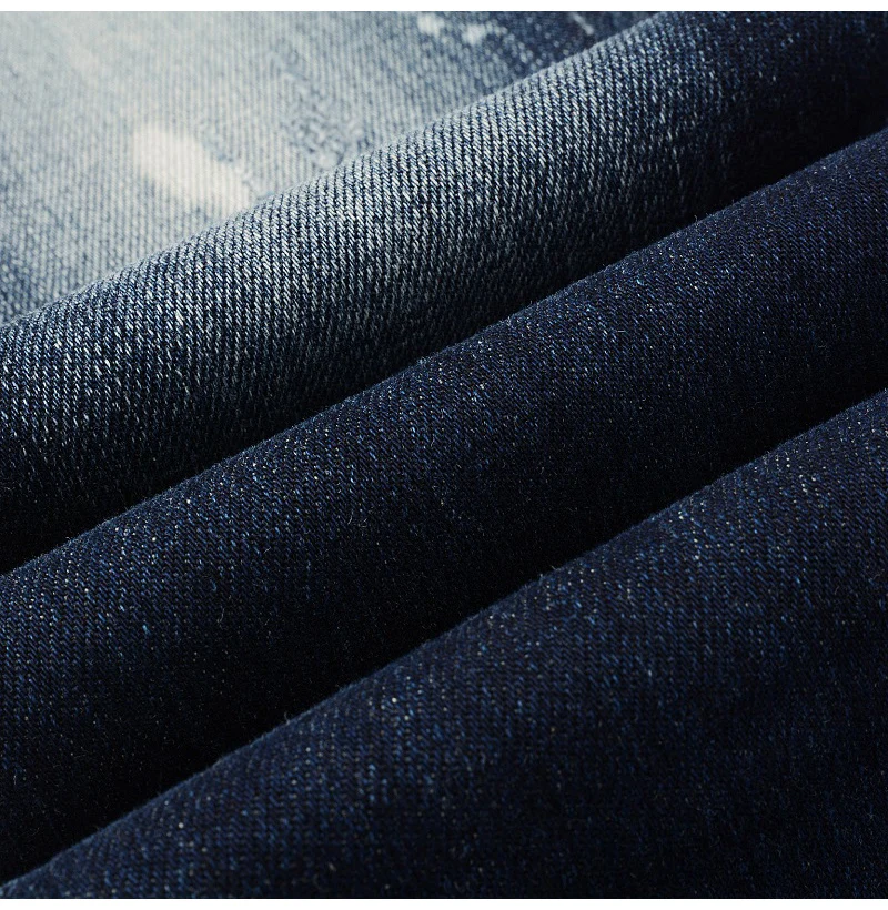 Herren Jeans mit Löchern und Patchwork-Design, Streetwear, dunkelblau, Stretch-Hose, bemalte Skinny Tapered Hose – Detail 13