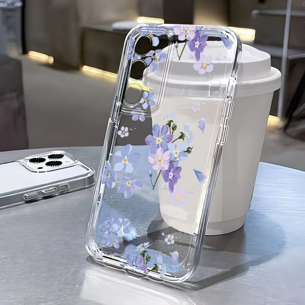 Watercolor Style Flower Clear Soft Anti-Fall Phone Case For Samsung Galaxy S26 S25 S24 S23 S22 S21 Ultra Plus FE 5G TPU Cover view 2