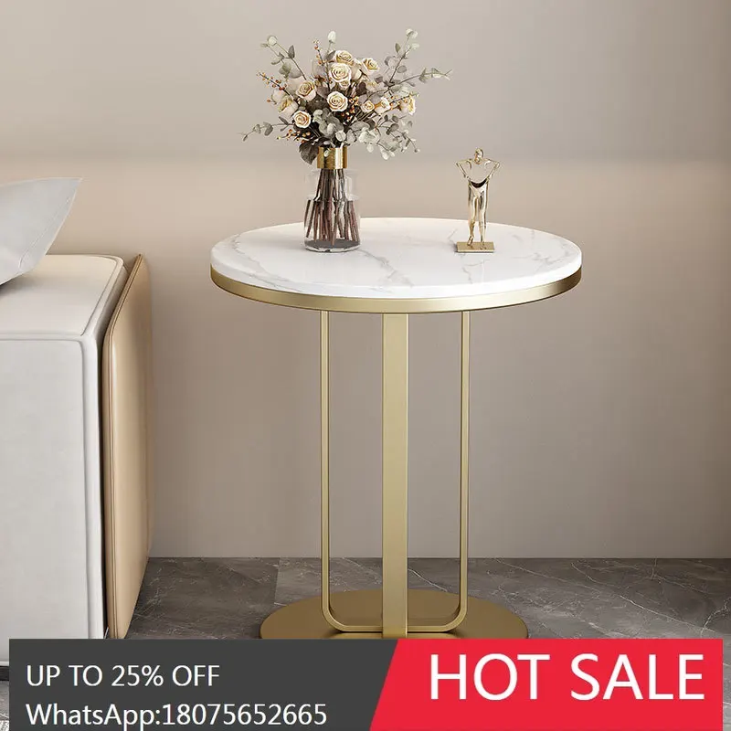 MJY Sofa Light Luxury Rock Board Small Round Table Round Sofa Side Small Apartment Tea Table
