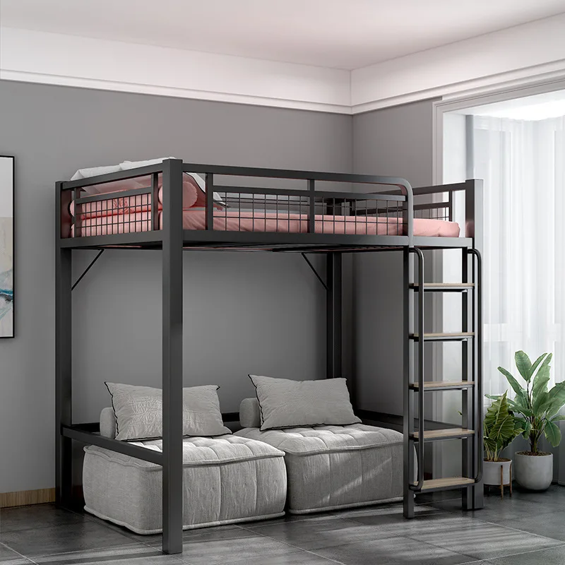 Modern simple elevated bed apartment space-saving pavilion type upper and lower beds Small apartment wrought iron duplex second
