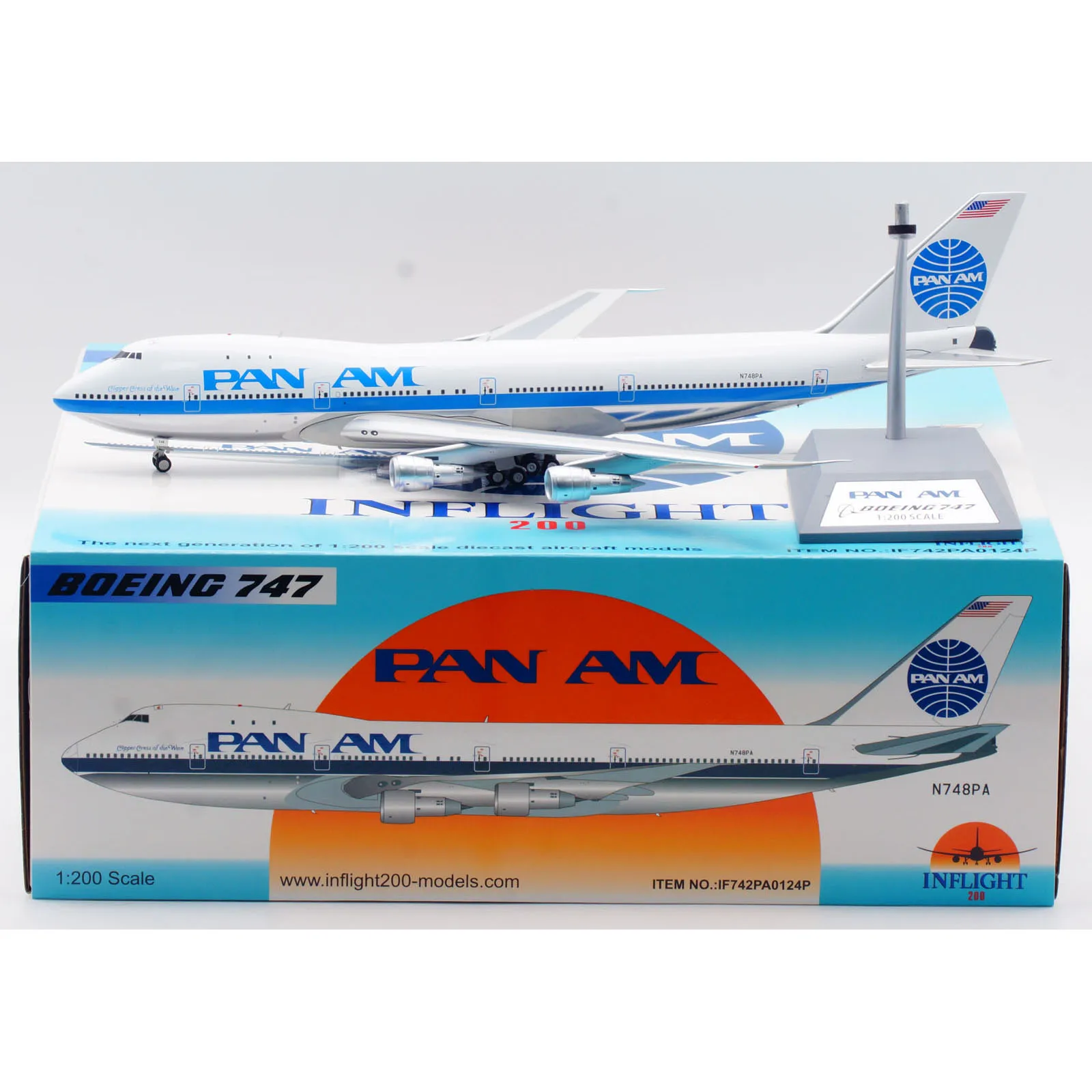 

IF742PA0124P Alloy Collectible Plane Gift INFLIGHT 1:200 Pan Am 'Polished' Boeing B747-100 Diecast Aircraft Jet Model N748PA