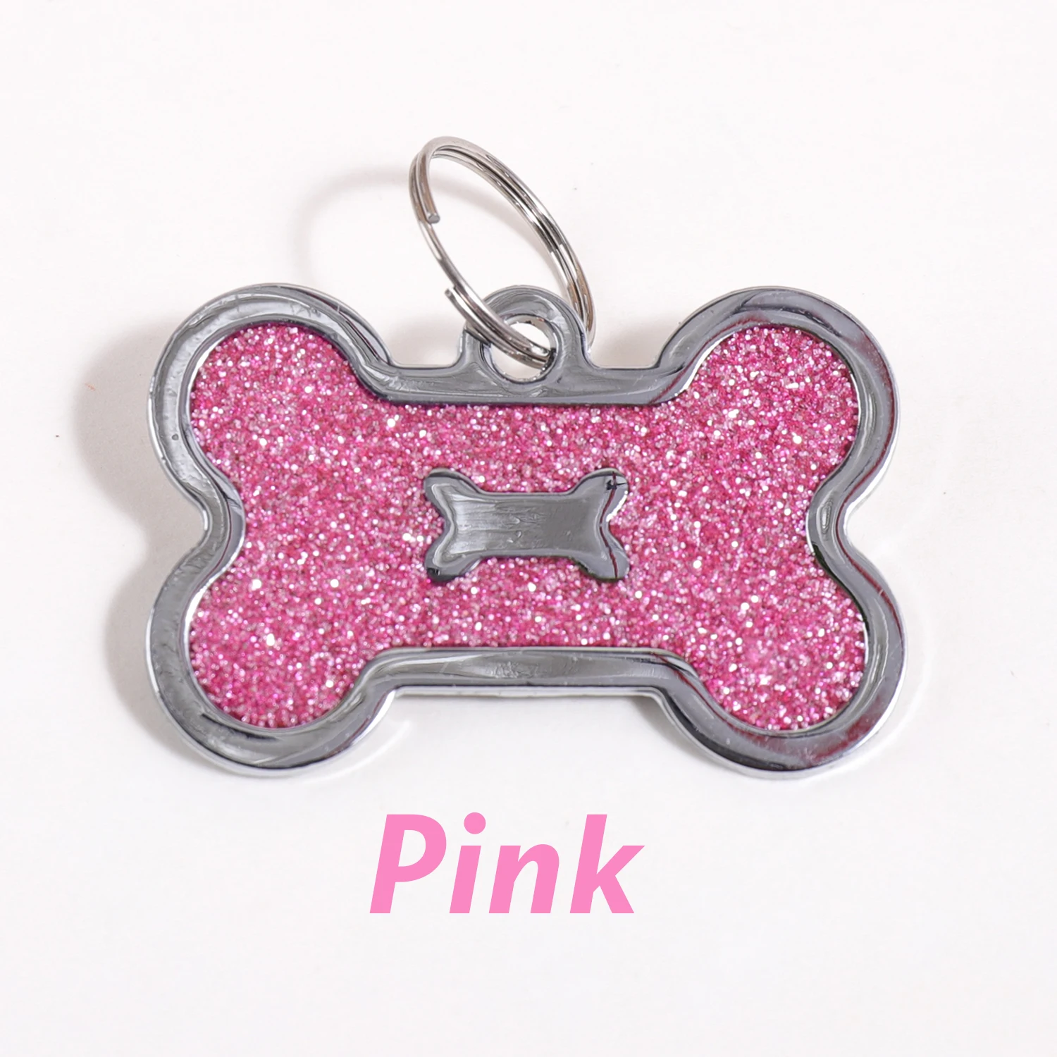 Gliterende gepersonaliseerde tekst hondenlabels, gepersonaliseerde naam honden ID-tag, laser gegraveerde tekst en nummer, halsband hanger, gepersonaliseerde naam huisdier ID-tag