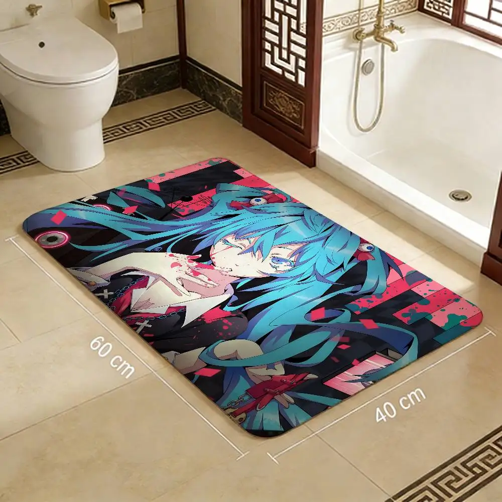 Popular H-Hatsune Singer M-Miku Cute Door Mat Kids Room Bedroom Decoration Balcony Anti-Slip Doormat Room Doormat Area Rug
