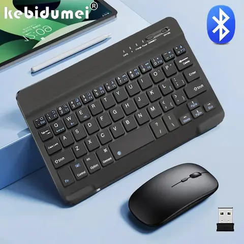 무선 키보드 마우스 세트 블루투스 미니 키보드 충전식 게임용 마우스 IOS 안드로이드 윈도우 태블릿 iPad 용 사무실 마우스