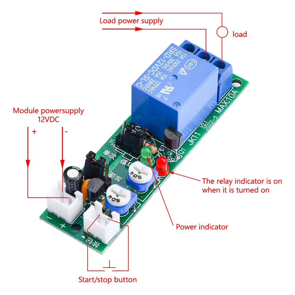 0-24Hours Adjustable Cycle Timer Delay on/Off Switch Power Supply Relay Shield DC 5V 12V 24V Timer Delay Relay Module with Cable