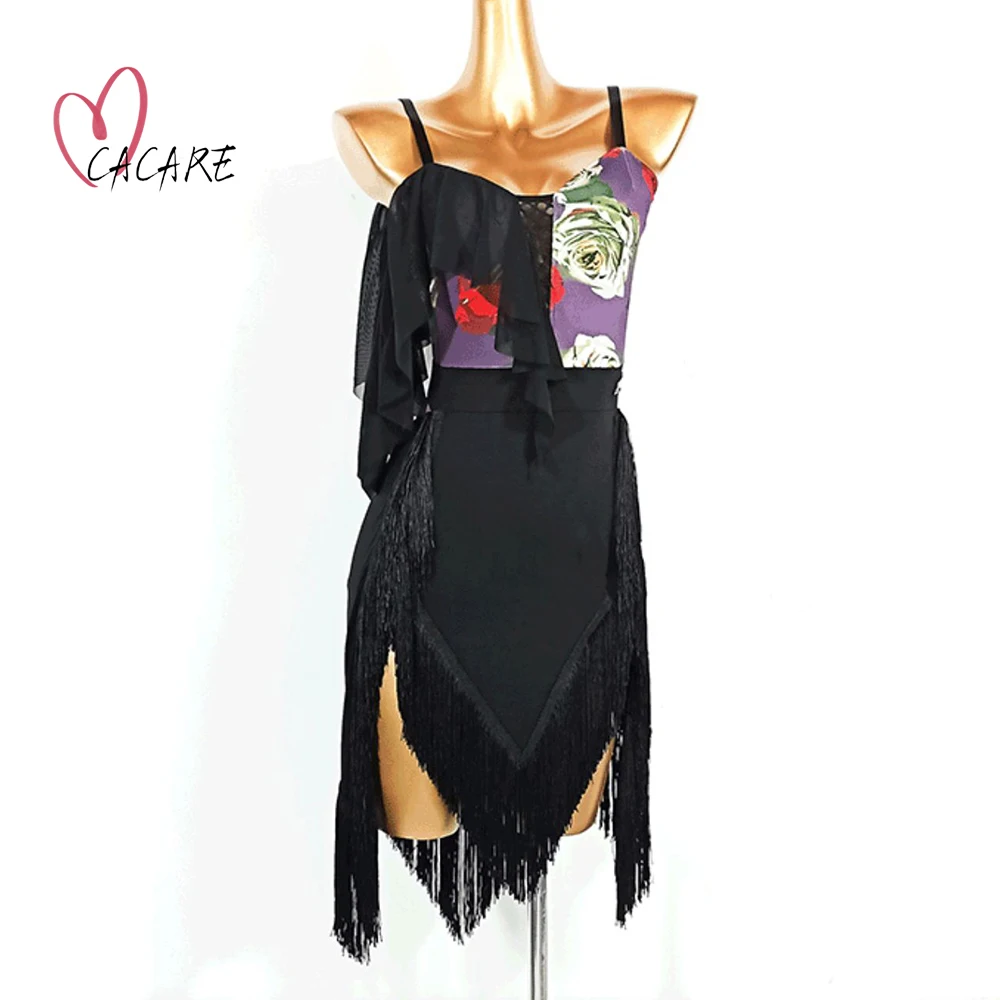 

CACARE Latina Latin Dance Dress Dancing Competition Dresses Clothes Fringe Salsa Tango Ballroom Rumba D1337 Tassels Hem