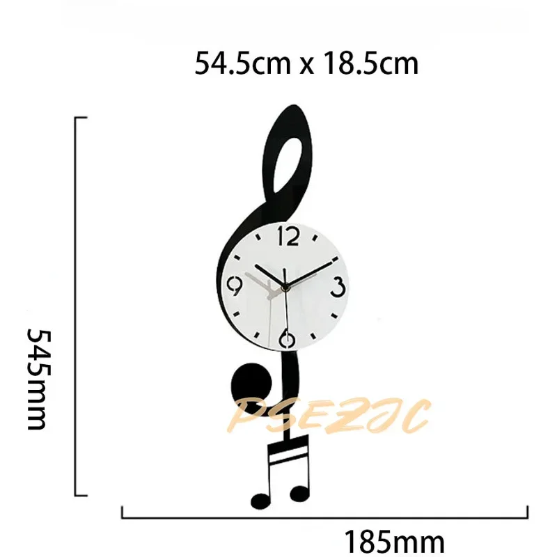 الإبداعية والعصرية غرفة المعيشة رمز الموسيقى البندول ساعة حائط التصميم الحديث ديكور المنزل الصامت #3