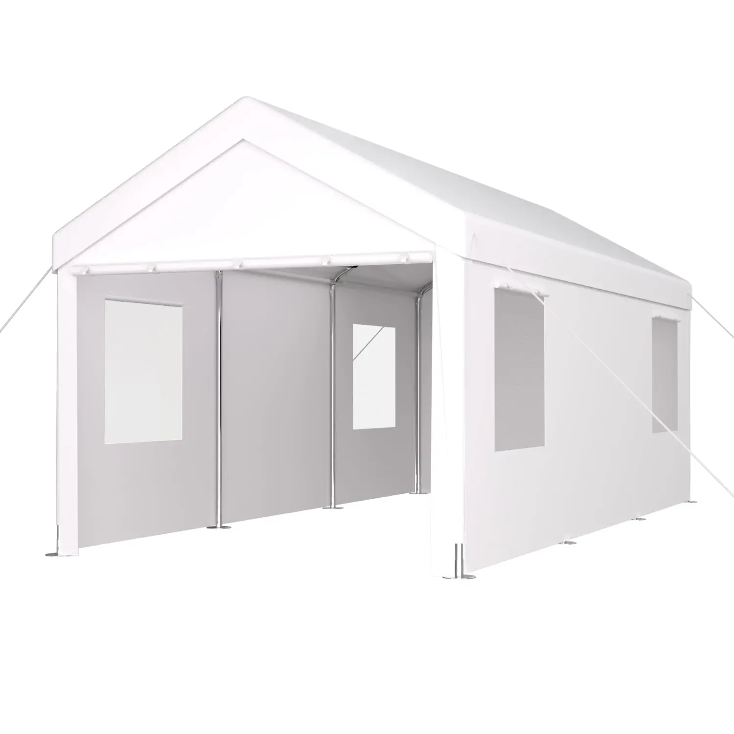 Portable Garage 10'x20' with 2 Roll-up Doors & 4 Ventilated Windows for Vehicle, Boat, Garden Tool Storage, Customized