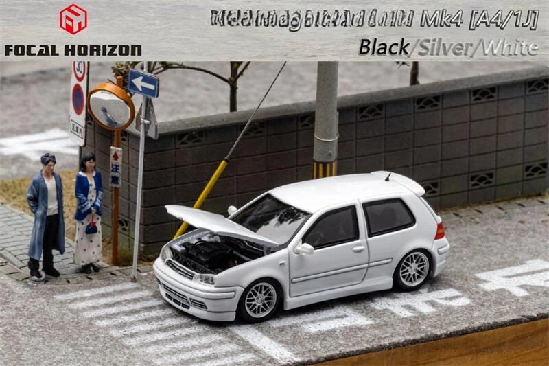 Fokaler Horizont fh 1:64 gti mk4 schwarz silber weiß druckguss modell auto