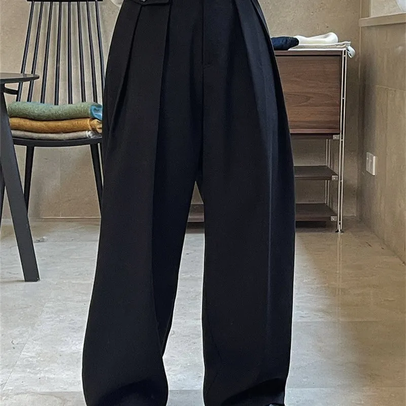 

New Trendy Brand Men's Simple Wide Leg Pants Casual Loose Straight Leg Trousers Slimming No Ironing Ci Outdoor Sle