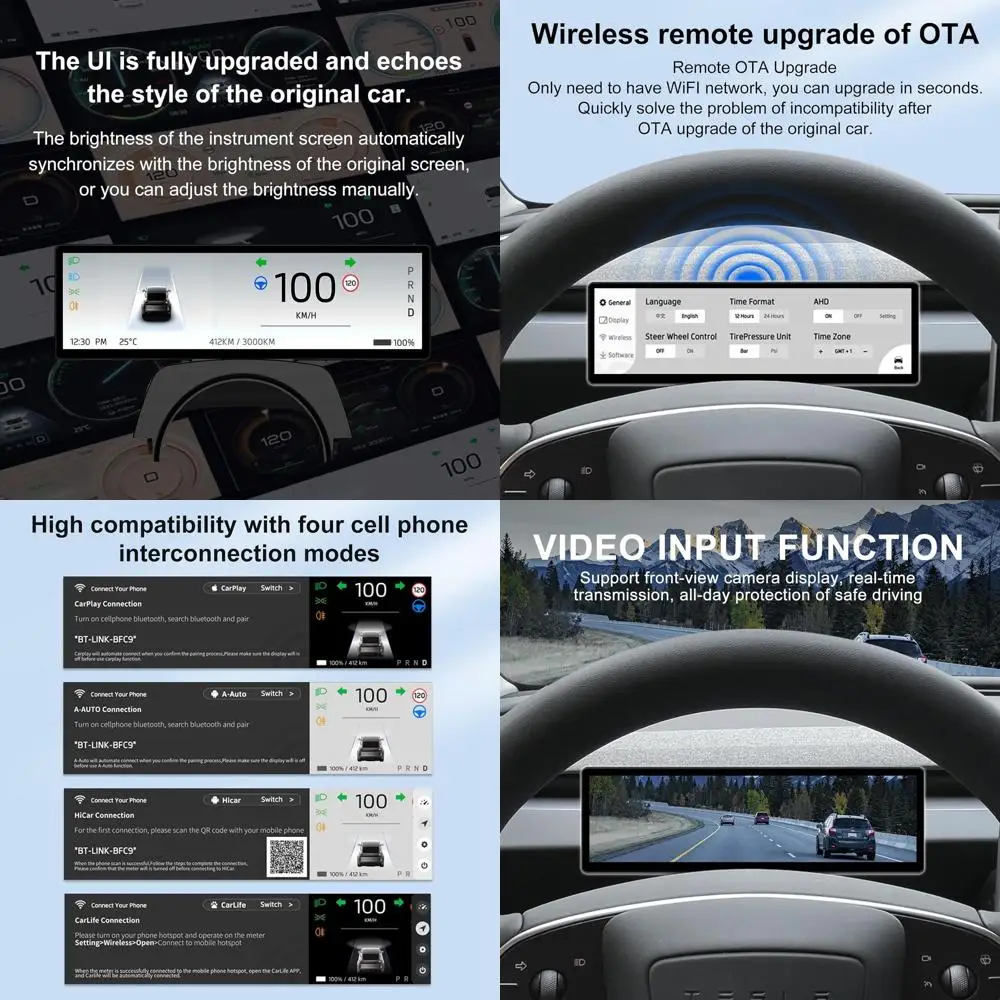 

Head Up Display for Tesla Model Y Juniper 2025,Juniper Accessories 2026 Wireless/Wired Carplay Android Auto Bluetooth WiFi USB N
