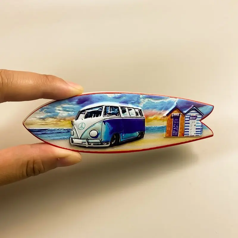

Surfboard Travel Souvenirs Creative Ocean Style Refrigerator Magnets Home Decorations3d3D Resin Magnetic Attraction