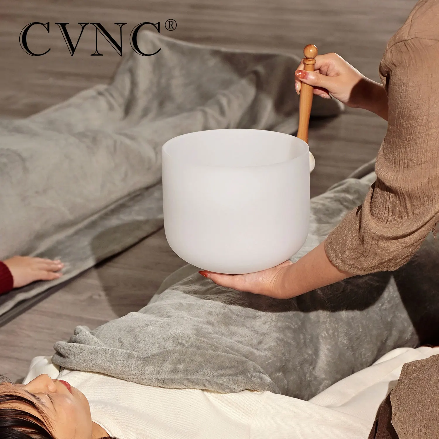 CVNC-Crystal Singing Bowl, 528Hz, Sound Healing Instrument, C Note Quartz Chakra Frequency Meditation, 8 Inch