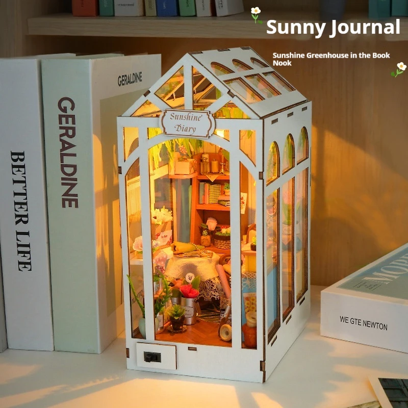 Деревянный солнечный дневник « – обзор и цена Diy Wooden Book Nook Kit Shelf Insert