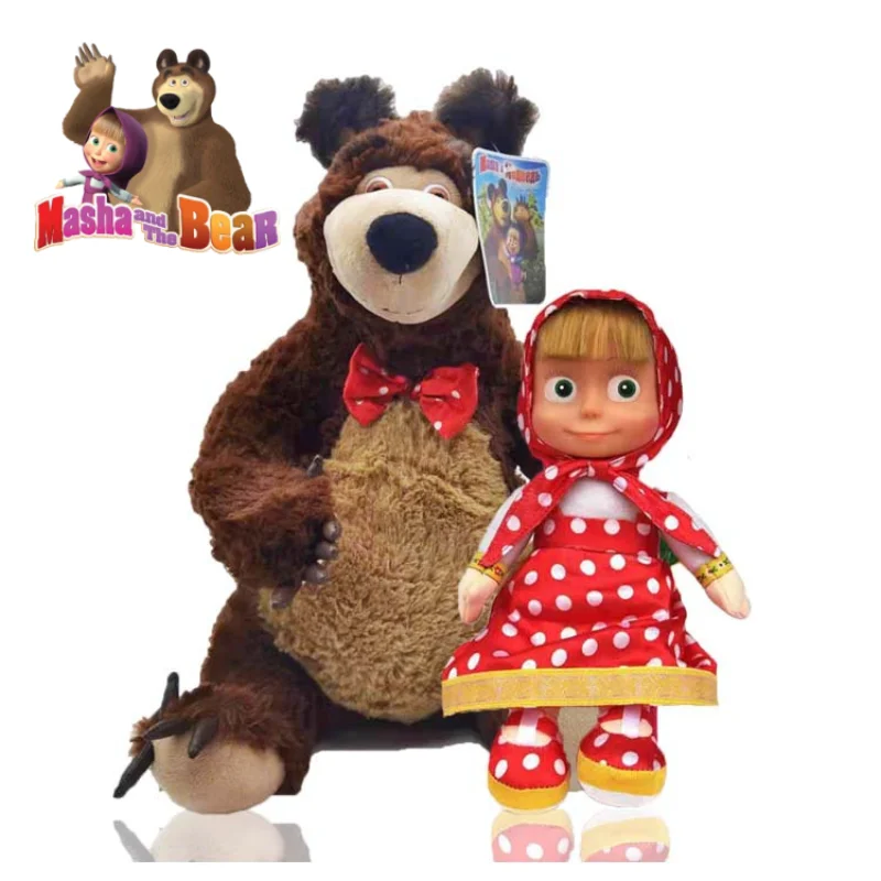 Mashas and the Bear Plush Toy Cartoon Soft Cotton Doll Anime Derivatives Children Decorate Ornament Boy Girl Gifts 2023