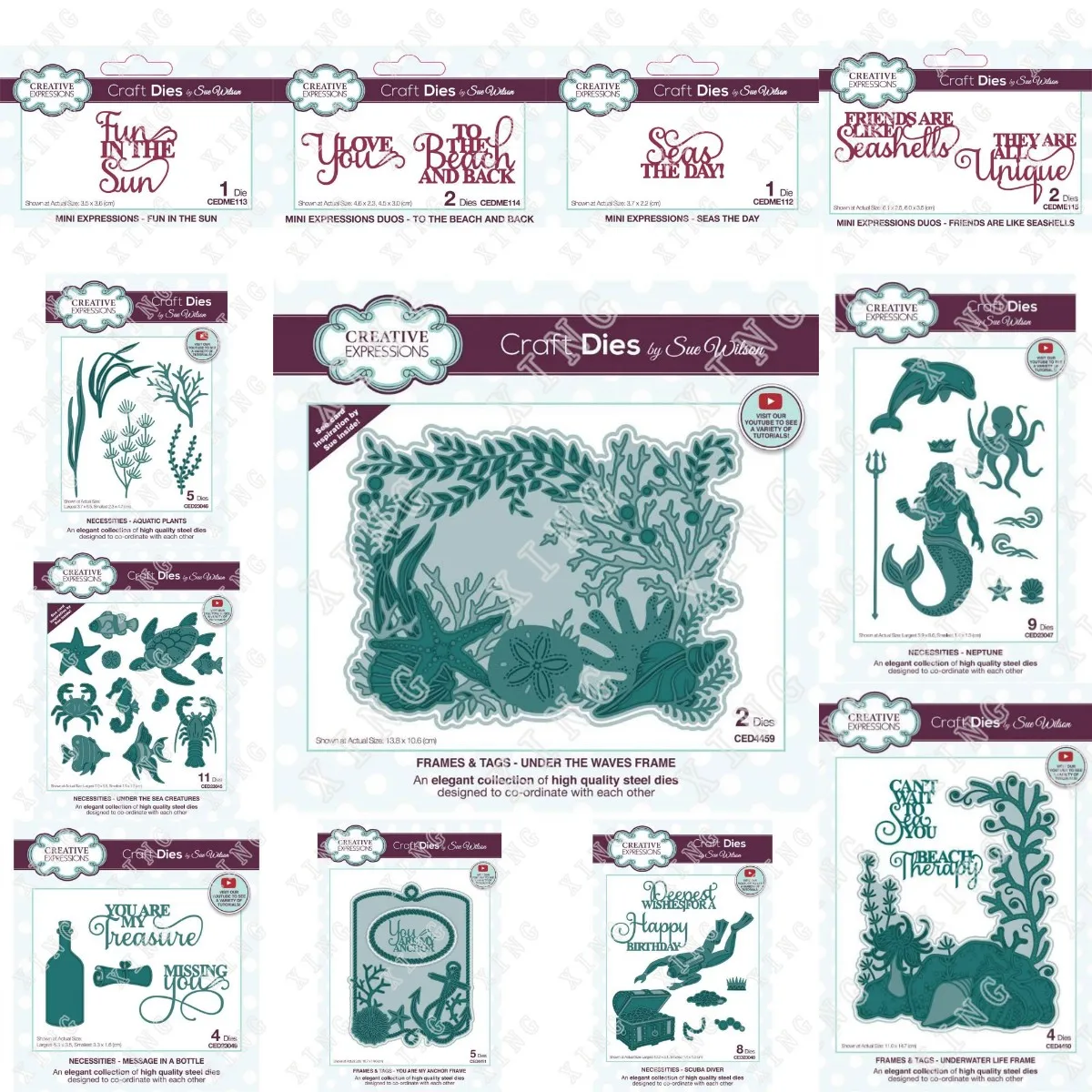 

2022 New Sea Anchor Underwater Life Waves Scuba Diver Plants Neptune Metal Cutting Dies Scrapbook Diary Decoration Stencil