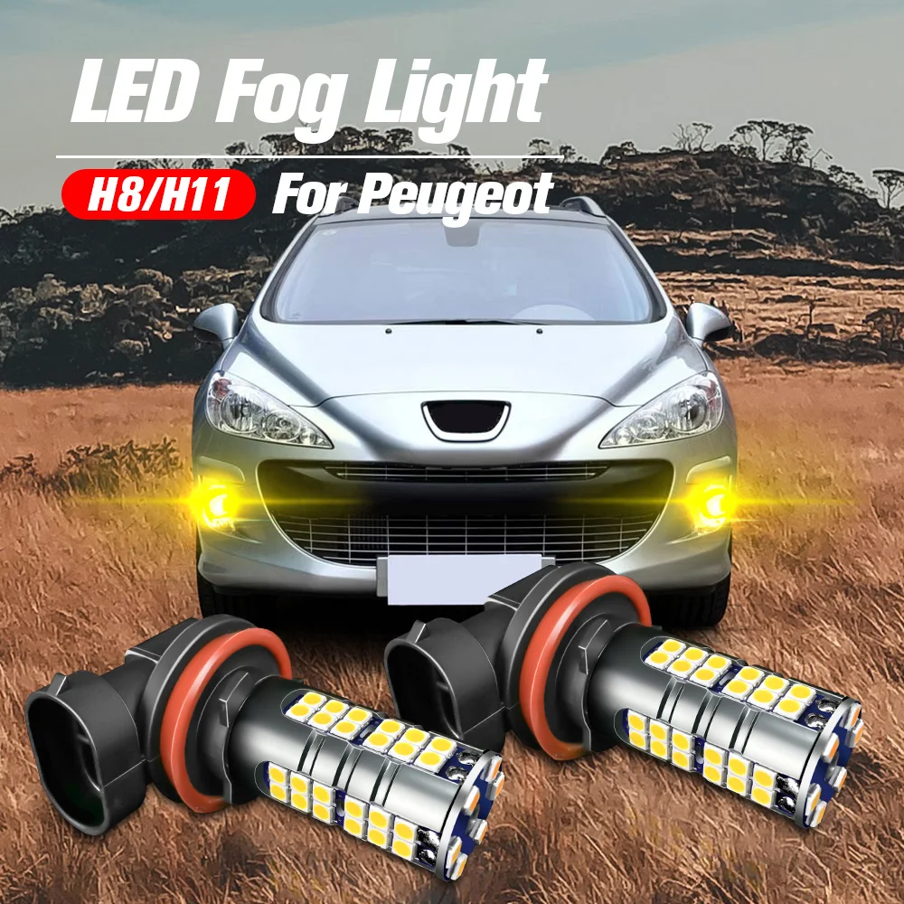 2pcs LED Front Fog Light Blub H8 H11 Lamp For Peugeot 207 3008 SUV 307 308 CC SW 4007 4008 407 408 5008 508 RCZ Rifter Traveller