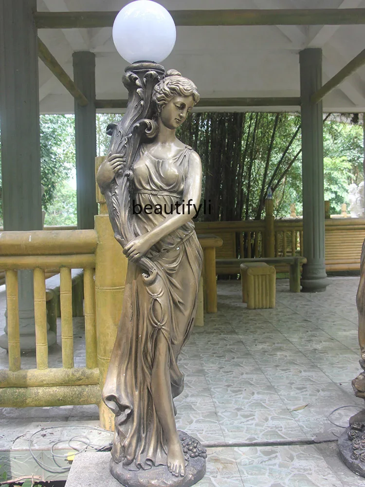 European-Style Outdoor Figure Foyer Lamp Decoration Courtyard Lady Sculpture Welcome Statue Home Wedding Decoration