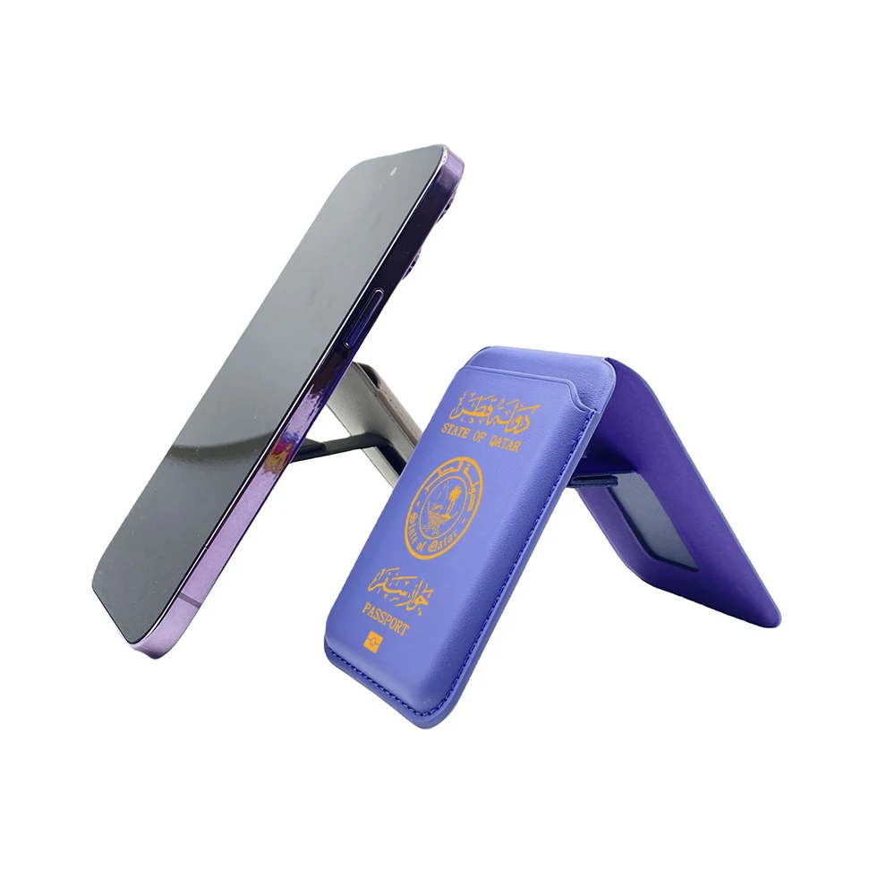 Aggiornamento Borsa per carte magnetiche Staffa nascosta per iPhone 16 15 14 13 Passaporto Qatari Porta carte in pelle per custodia Tasca Cover