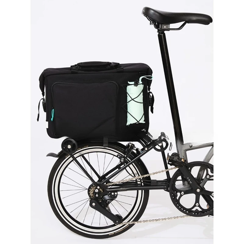 The rack bag is compatible with the Brompto folding bicycle accessory universal tail bag