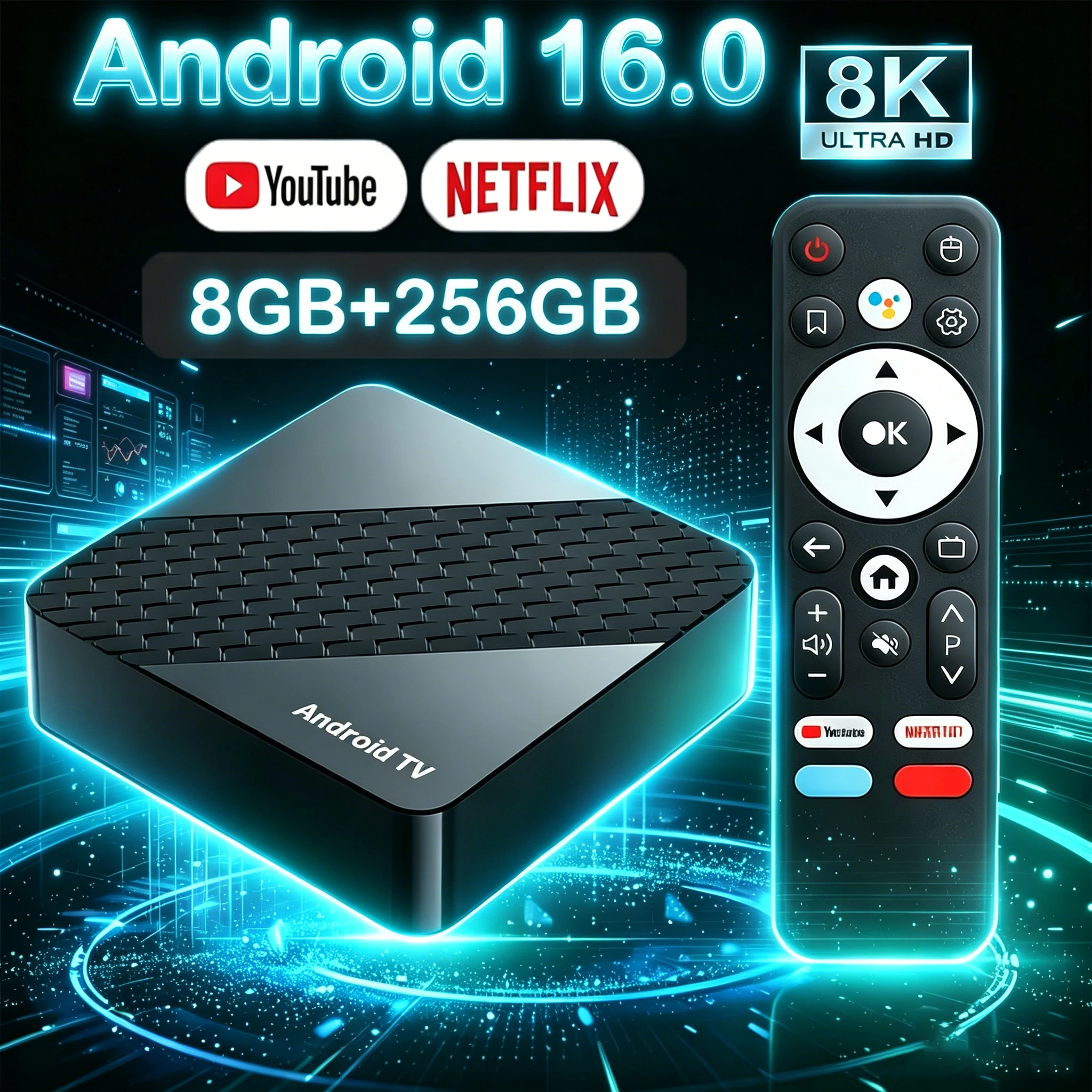 Android 16 Smart TV Box 5G Dual WiFi6 Rockchip RK3518 Google Assistant 8K Video Bluetooth6.0 Media Player Very Fast Set Top Box