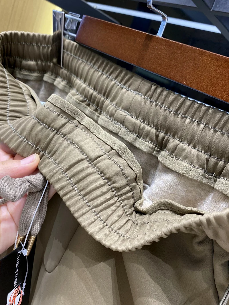 

High-End Outdoor Men's Fce-Lined Thermal Casual Pants Windproof Waterproof Elastic Straight Leg Pants for Autumn And Winter