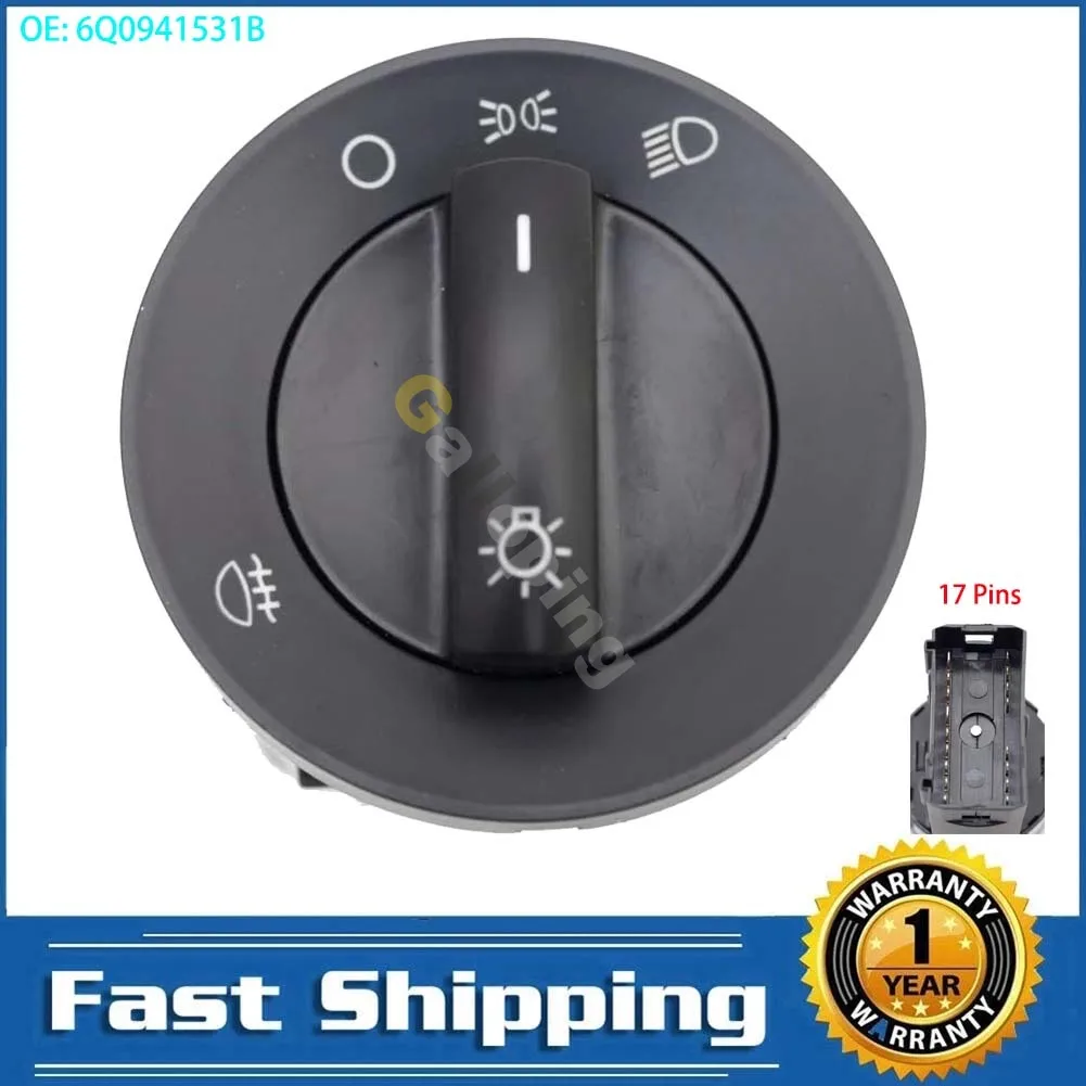 6Q0941531B Car Headlight Knob Auto Head lamp Switch For VW Volkswagen POLO 2002 - 2022 Car Accessories 6Q0941531M