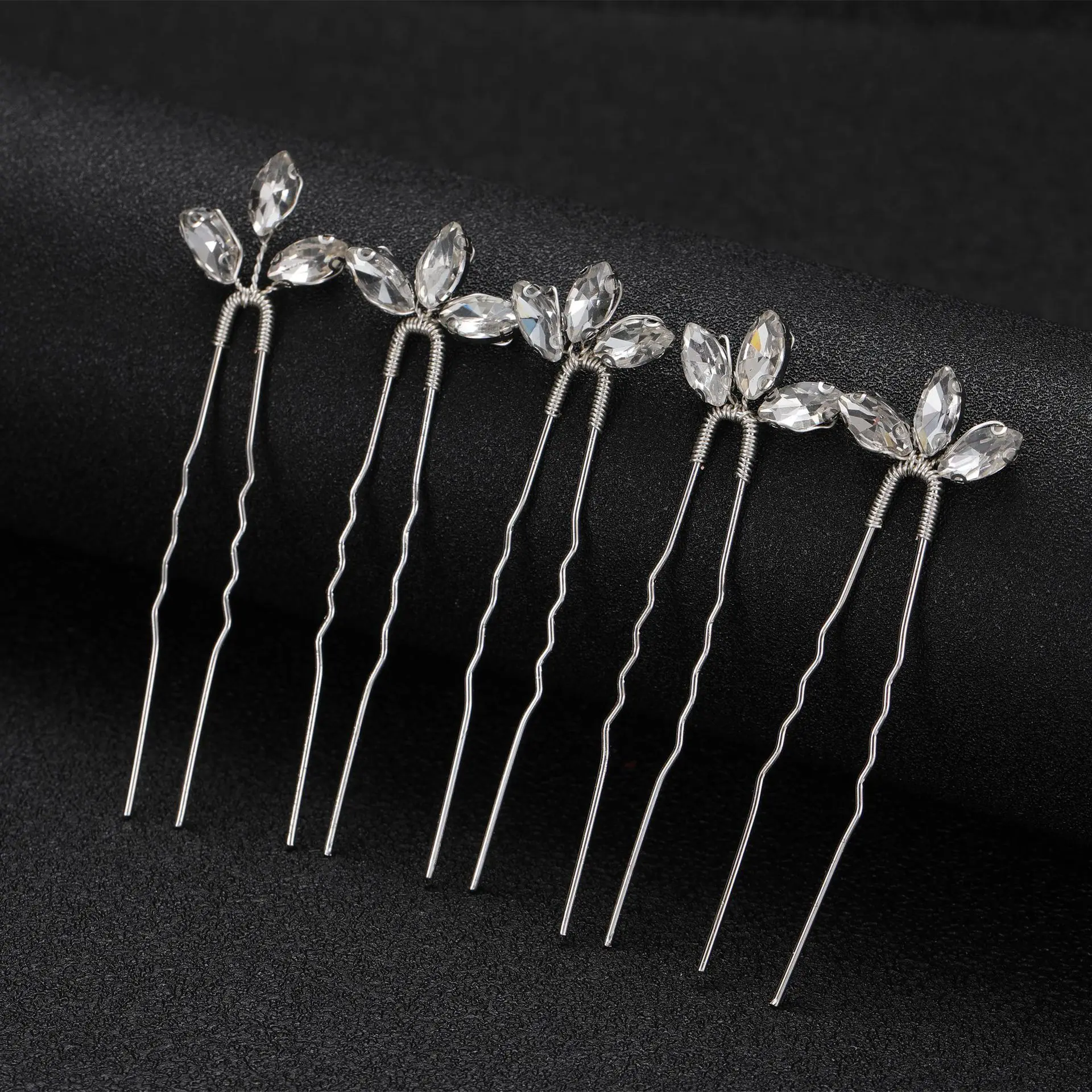 U-Shaped Crystal Hairpin Forks para Mulheres e Meninas, Clipes de Cabelo, Coroas De Casamento, Cor Prata, Tiaras De Noiva, Jóias de Cabelo, 3Pcs