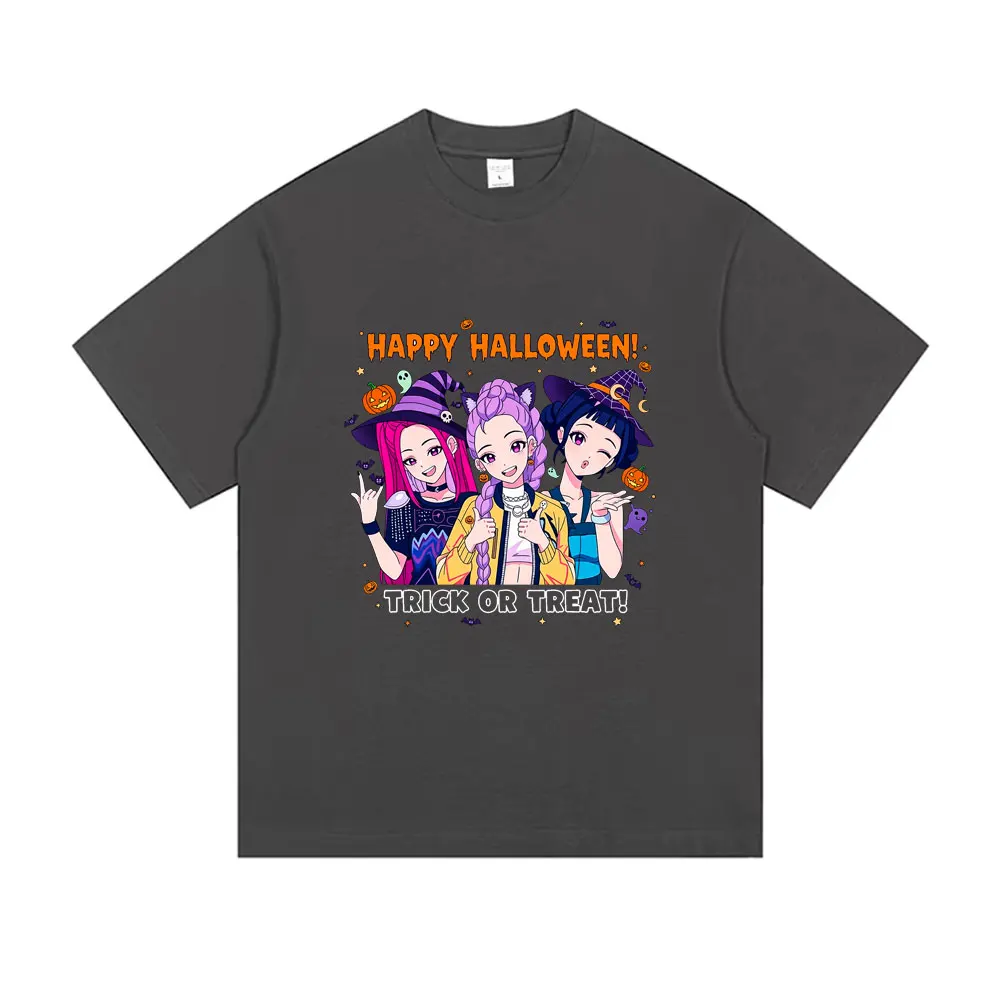 Kpop شيطان الصيادين رومي ميرا زوي طباعة تي شيرت الذكور سعيد هالوين نمط تي شيرت الرجال النساء عادية قسط الجمالية التي شيرت #3