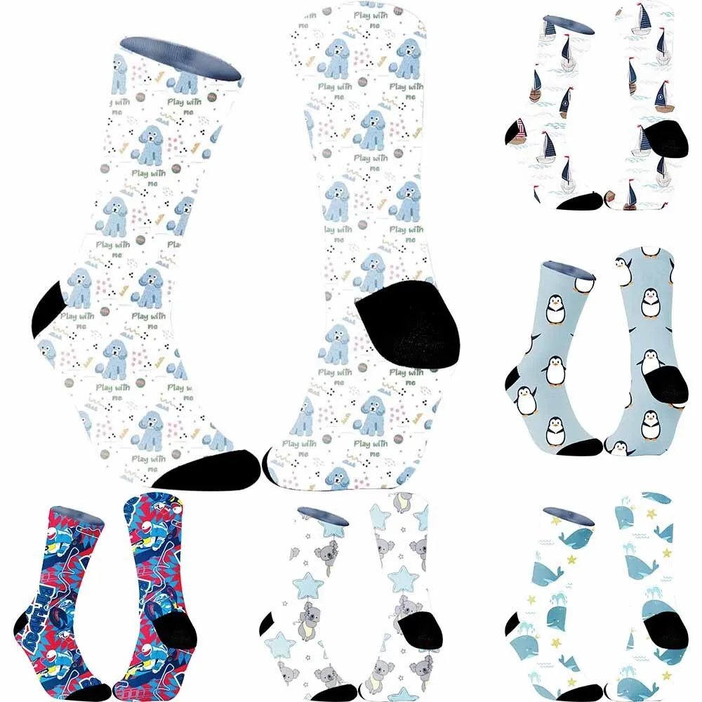 Creative sea sailboat pattern sports cycling socks, unisex, durable, suitable for outdoor sports enthusiasts and more people